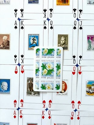 Kartenspiel mit finnischen Briefmarken 1990er Poker Bridge 54 Blatt OVP Suomi - Bild 1 von 4