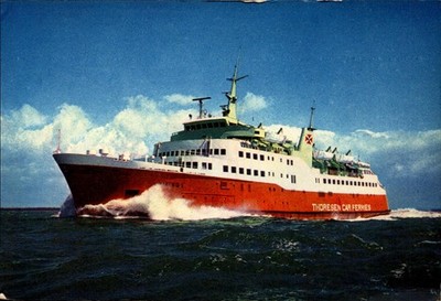 Vintage Continental Postcard Thoresen Car Ferry Viking 1 at Sea Vibrant Colors