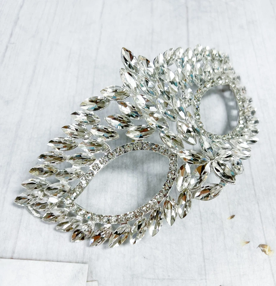 Silver masquerade mask, Clear Crystal Mask, Masquerade ball mask, Party Mask - Image 3 of 4
