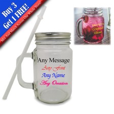 Personalised Colour Printed Mason Jar, Personalise with Any Message