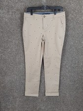 Tommy Hilfiger Flower Pattern Chino Pant Womens 6 Khaki Beige Mid Rise Casual