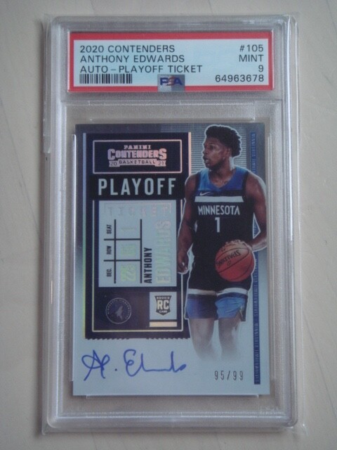 2020 Panini Contenders Anthony Edwards Playoff Ticket RC Auto 95/99 PSA 9 POP 16
