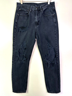 American eagle 90s slim boyfriend faded black wash destroyed distressed jeans 6