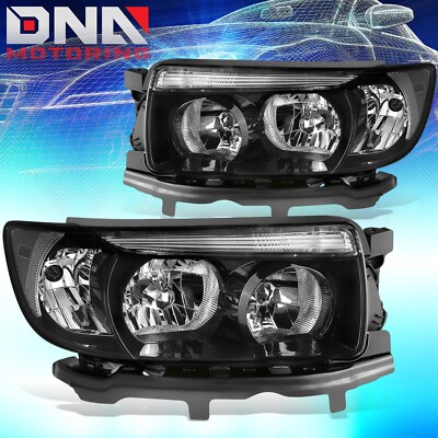 For 2006-2008 Subaru Forester Pair Headlight Lamps Black Housing Clear Corner