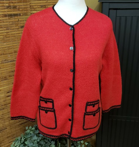 Vintage Wool Lambswool Mohair Red Sweater Women's Size M Du Barry Dubarry - 第 1/10 張圖片