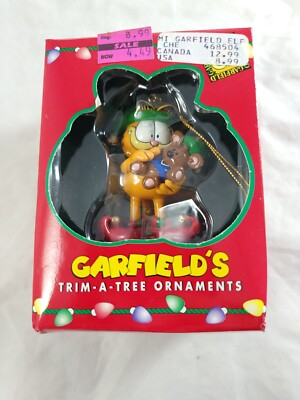 Vintage PAWS 1996 Garfield Trim A Tree Elf  Pookie Bear Christmas Tree Ornament