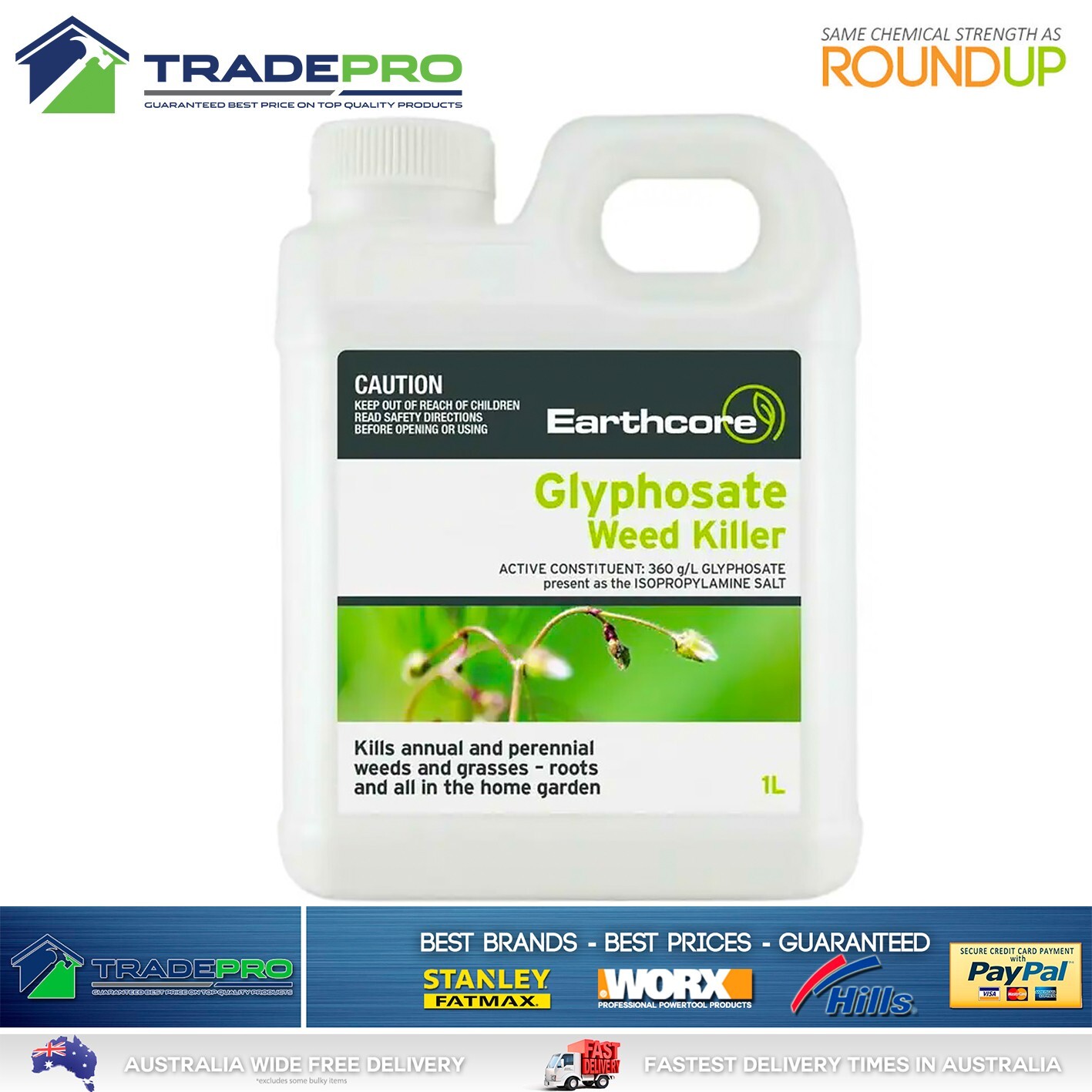 Glyphosate Weed Kill 360gL 1L Glypho PRO Herbicide Killer Spray Eqv