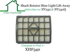Shark Rotator Slim-Light Lift-Away HEPA Filter NV340 NV341 NV341Q NV342Q XHF340