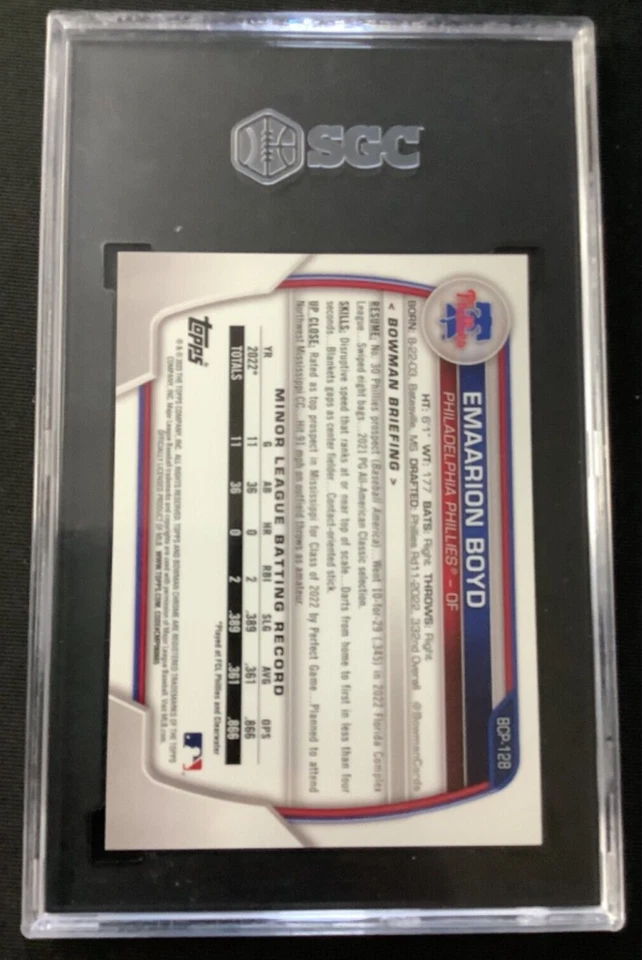 2023 RC GOLD SHIMMER Refractor Emaarion Boyd Bowman Chrome SP /50 SGC Pop 1 - Image 2 of 4