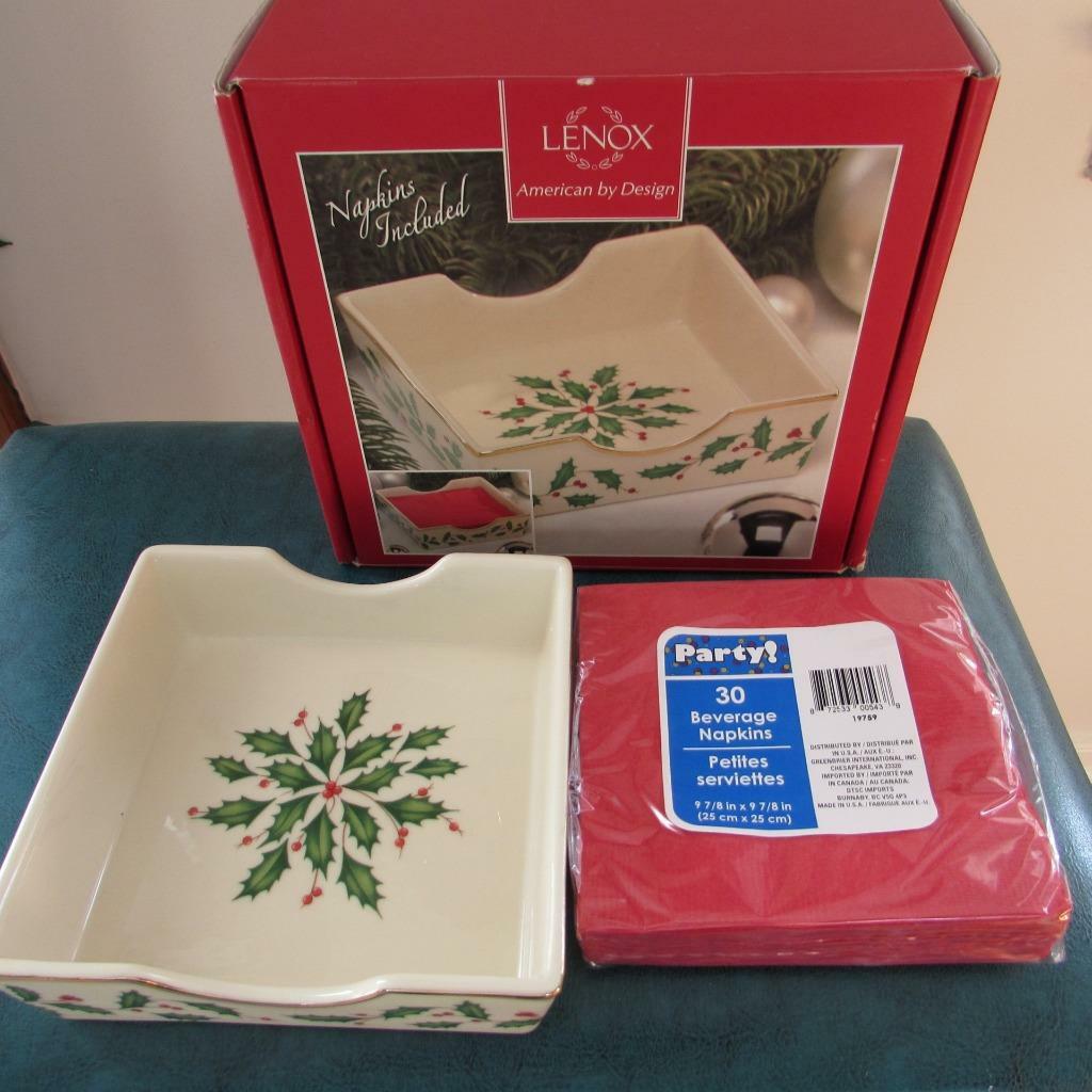 LENOX Holiday Napkin Holder W/Napkins New eBay