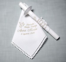 Personalised baby christening/baptism candle & robe . Swieca i szatka do chrztu