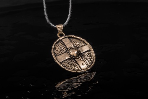 Rollo's Viking Shield Pendant Unique Handmade Men's Necklace Norse Armor Jewelry - Picture 8 of 11