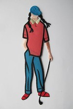 2733L 8-3/8"H Golf Man/Golf Club Embroidery Iron On Applique Patch