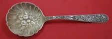 Repousse by Kirk Sterling Silver Berry Spoon Hand Chased w/ Fruit in Bowl 9 1/4"