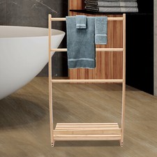 Freestanding Towel Rack Bamboo Towel Bar Bathroom Storage Drying Stand 3 Tier