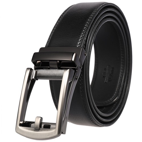 Hot Sale Men's Cow Leather Belt Automatic Buckle Belt Ratchet Strap Gift Dress E - Foto 13