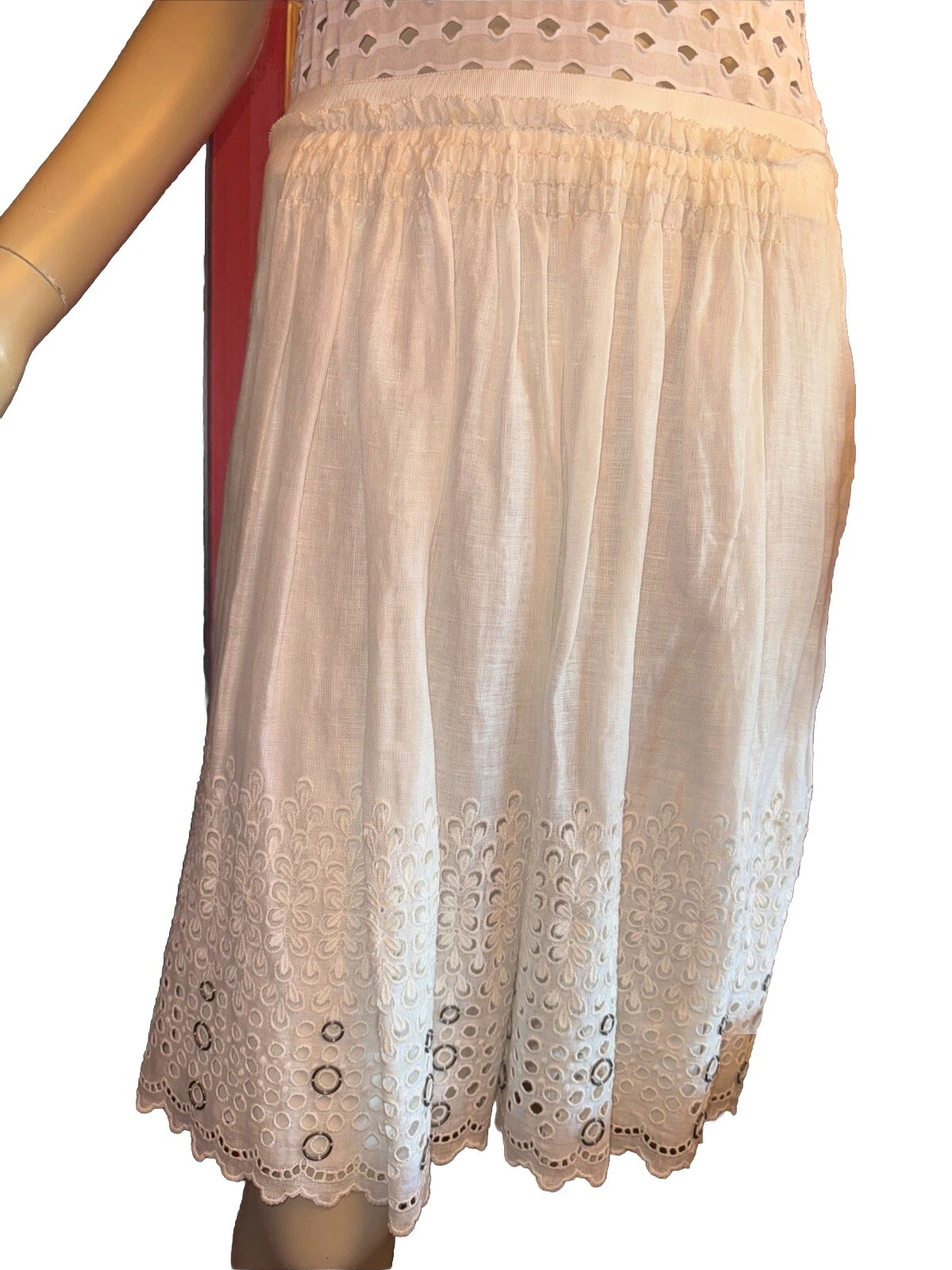 Elite Tahari Lined Crochet Cotton Knee Length Skirt M