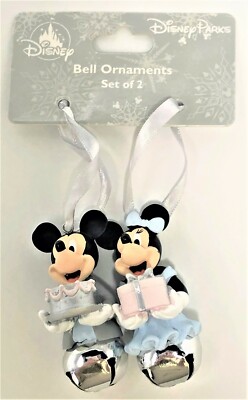 Nwt Disney Parks Mickey Minnie Mouse Bell Christmas Ornament Set
