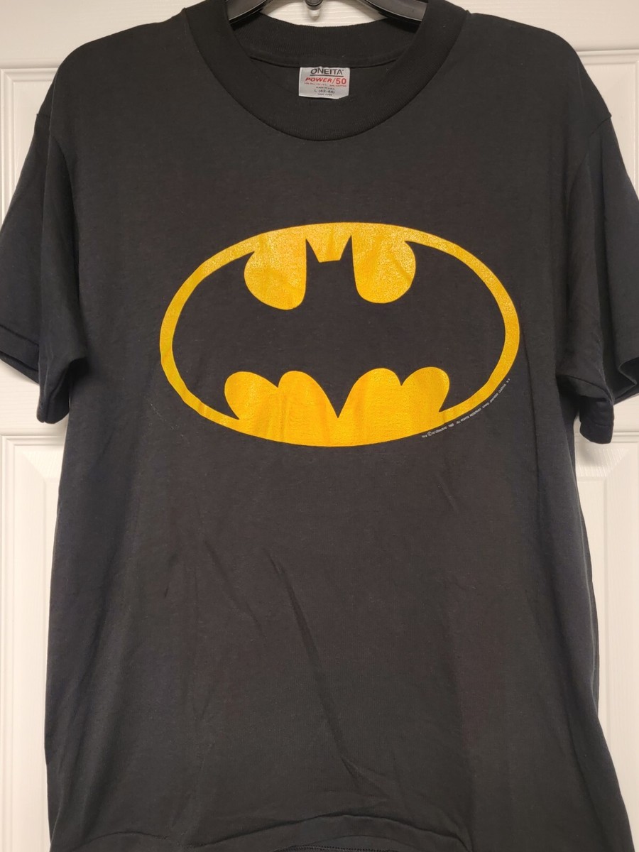 80's DCコミック アメコミ バッドマン Tシャツ フェード 墨黒 USA製 89年 BATMAN Print S/S Tee 黒 L 80s バットマン Tシャツ
