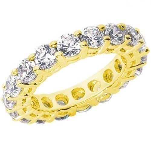 5.61 carat Round Diamond Ring 14k Yellow Gold Eternity Band H-SI1, 16 x 0.35 ct