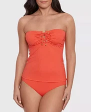 LAUREN Ralph Lauren Lace-Up Tubini Top & Hipster Bikini Bottoms Set Sunset 13858