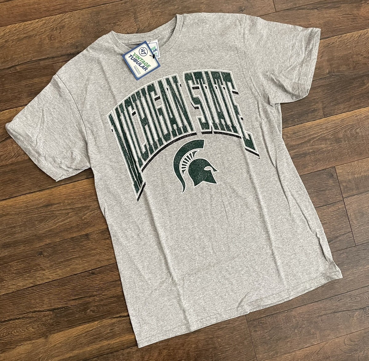 47' Brand Vintage Tubular Michigan State Spartans men's T-Shirt gray,  LARGE