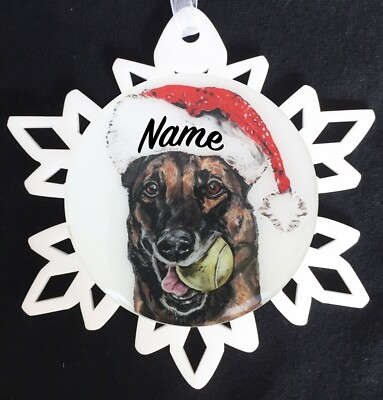 Santa Belgian Malinois Dog Breed Christmas Ornament - Free Personalization