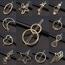 Women's Girls Geometric Metal Hair Clips Barrette Slide Grips Hair Clip Hairpins