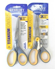 2 Pack Westcott Titanium Bonded 8" Straight Scissors Yellow Gray ACM13529
