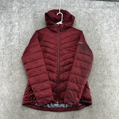 Columbia Jacket Womens M Red Full Zip Sherpa Fleece Lined Omni Heat Puffer Coat