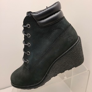 timberland black wedge boots