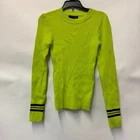 Aqua Womens M Neon Green Black Ribbed Tight Knit Long Sleeve Sweater NWT BG62