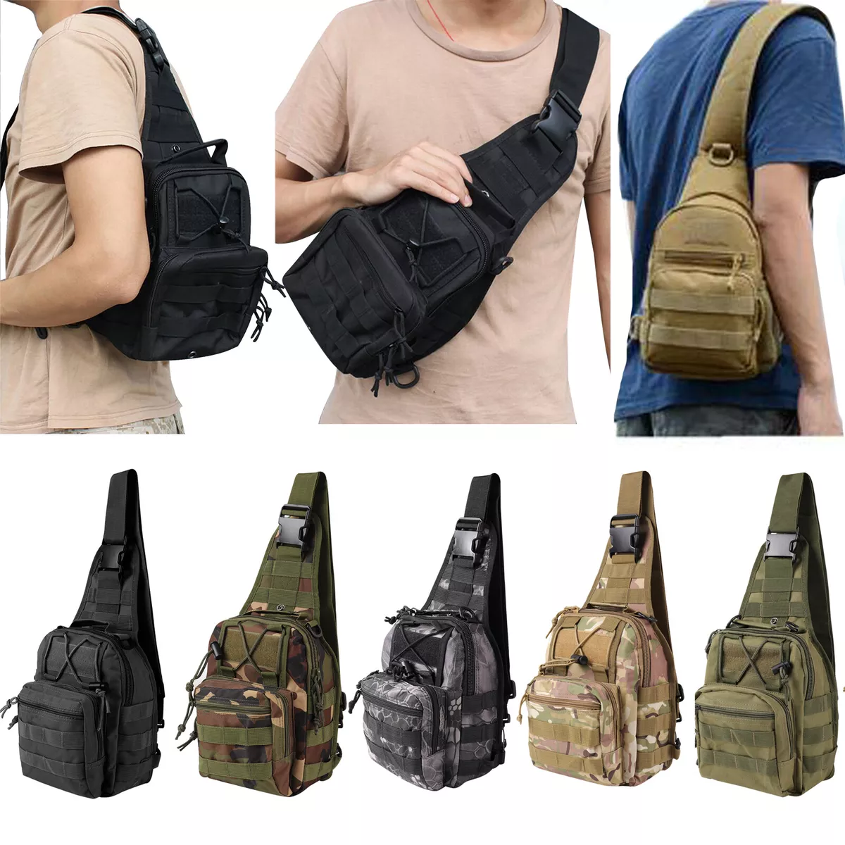 Men Molle Tactical Shoulder Bag Chest Pack Sling Messenger Bag for