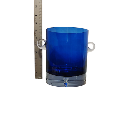 Krosno Glass Suspended Bubble Ice Bucket Cobalt Blue Stockholm Block - Picture 7 of 10