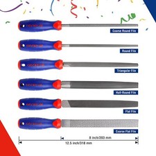 WORKPRO Wood Rasp Metal File Set 6Piece, 200mm/8-inch Hand File,Woodworking File