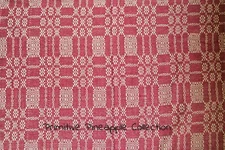 Primitive Colonial Bayberry Red Short Runner 14" x 32" Woven Textile Farmhouse