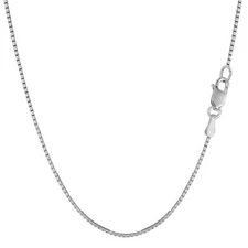 10K White Solid Gold Mirror Box Chain, Width 1.0mm