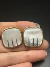 Mother Of Pearl Gold Tone Cuff Links
