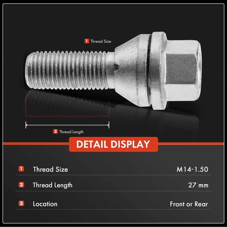 20x Perno de tuerca de rueda M14-1.5 para Volvo S60 11-20 S80 S90 V60 XC40 XC60 XC70 XC90 Foto 2 de 4