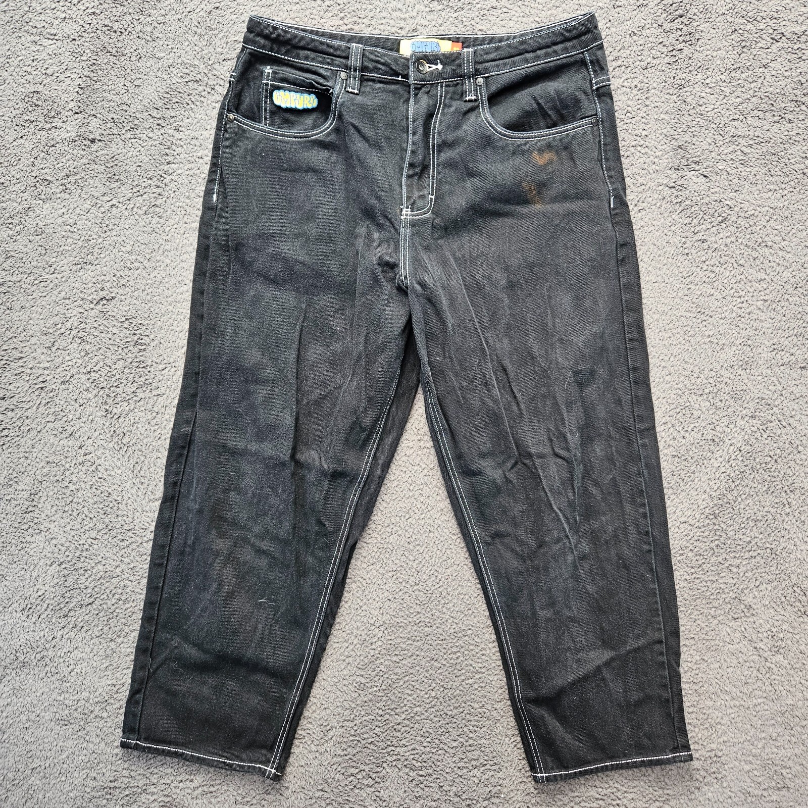 Empyre Jeans Men Size 32 Black Denim Straight Leg Baggy Skater Jean Y2K