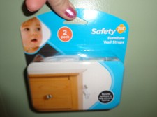 Safety 1st Furniture Wall Straps Prevent Tipping Bookcases Shelves Armoires 2pk