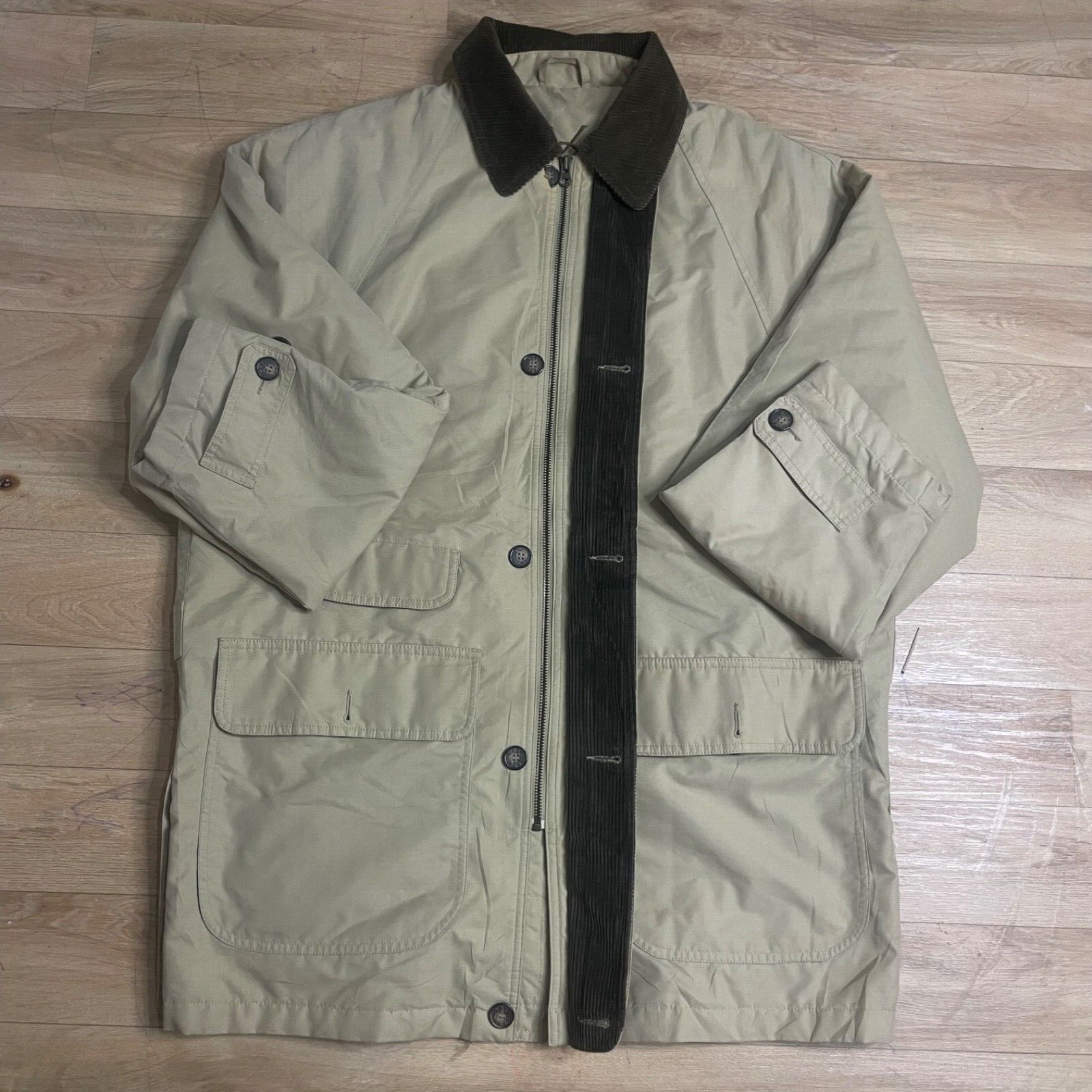 Yves Saint Laurent YSL cappotto uomo giacca COLLO VELLUTO A COSTE cotone beige taglia L