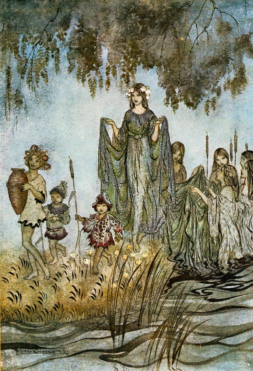 Sabrina Rises Attended By Water Nymphs Arthur Rackham Fairy Print Poster A4