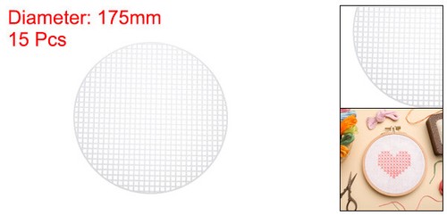 15pcs 7" Plastic Mesh Canvas Sheet 6 Count Round Needlepoint Blank Canvas White - Picture 2 of 6