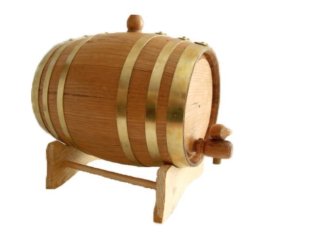Oak barrel 2 liter Brass Bands for whiskey or spirits - free engraving
