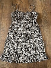 ASOS Design leopard print tie bust detail and a ruffled hem dress  uk 10 eur 38