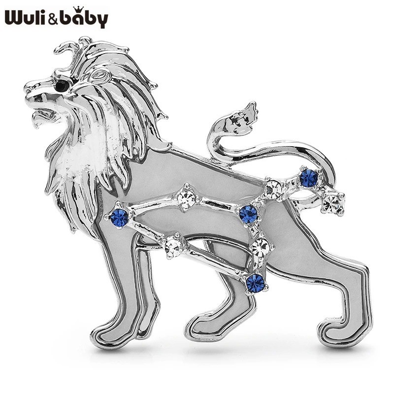 Spilla zodiaco Leone in cristallo e lega