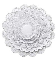 120 PCS White Round Paper Lace Table Doilies Variety Pack Assorted Sizes