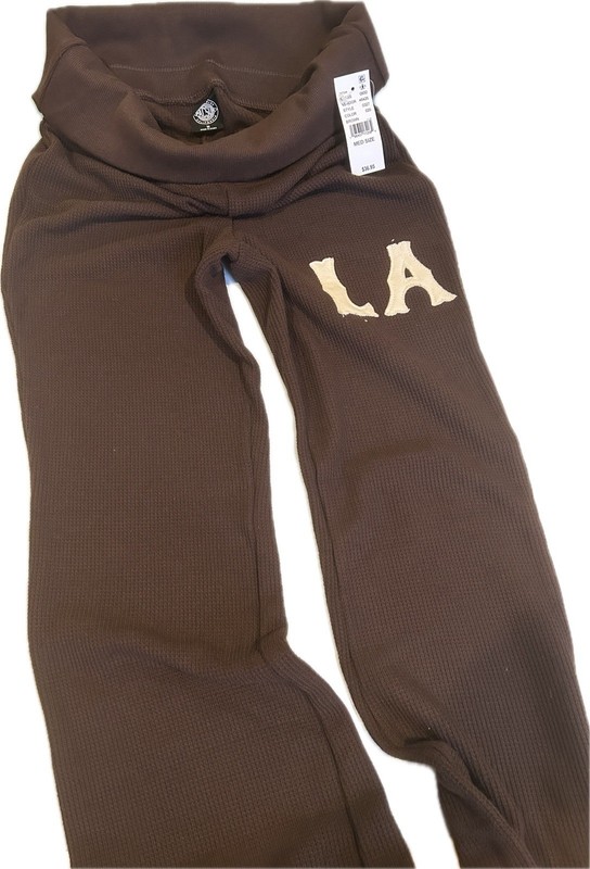 PACSUN Flared Pants Women's Medium Brown Elastic Waist