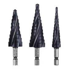 VEVOR Step Drill Bit Set Step Drill Bits 1/8 - 7/8 inch 3 Pcs High Speed Steel